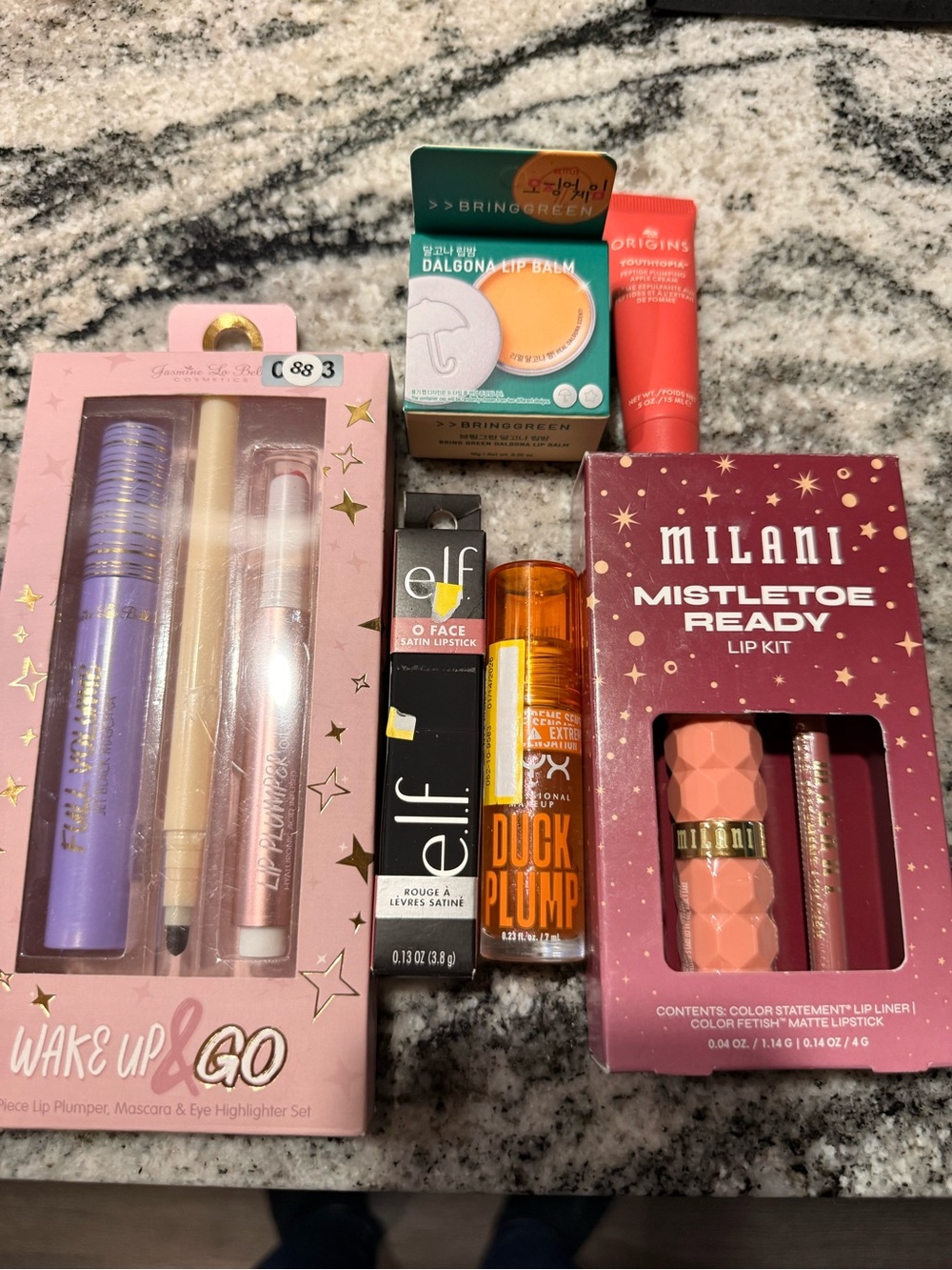 6 piece NWT make up bundle. Lip, eye, skin Kit - Peachy Pink & Coral! Plus balm!